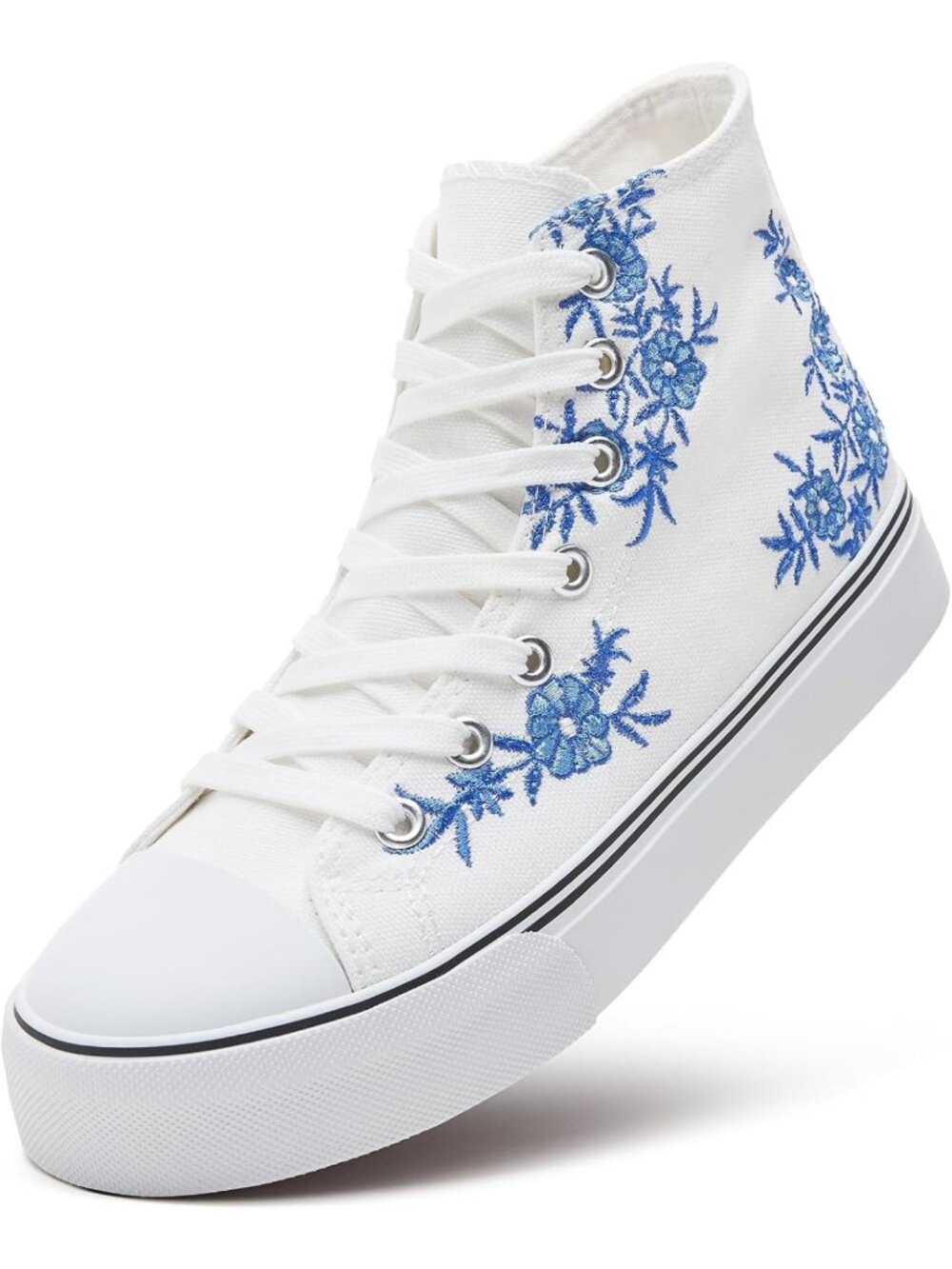 Stylish High Top Canvas Sneakers for Women | Lace-Up Casual Tennis Walking Shoes